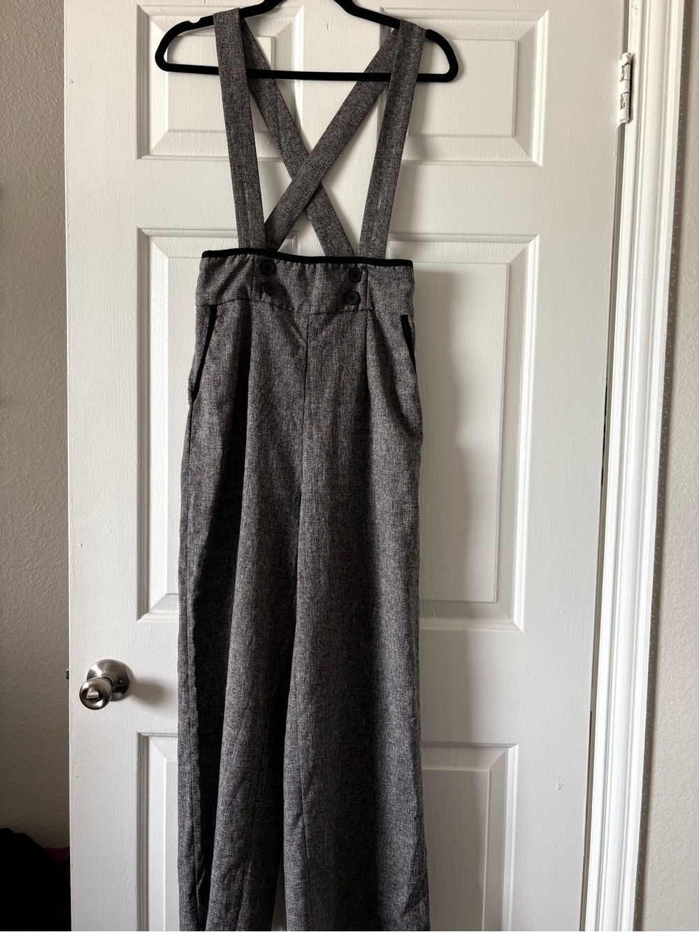 SHEIN Gray High-Waist Wide-Leg Suspender Pants